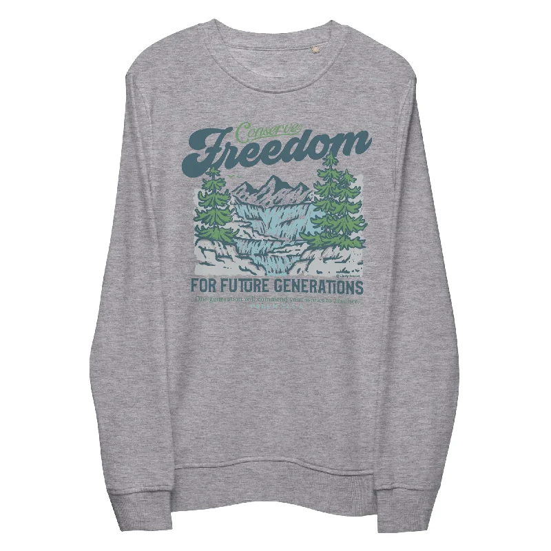 Conserve Freedom for Future Generations Organic Crewneck Sweatshirt Hoodie with Color Block Contrast Stylish