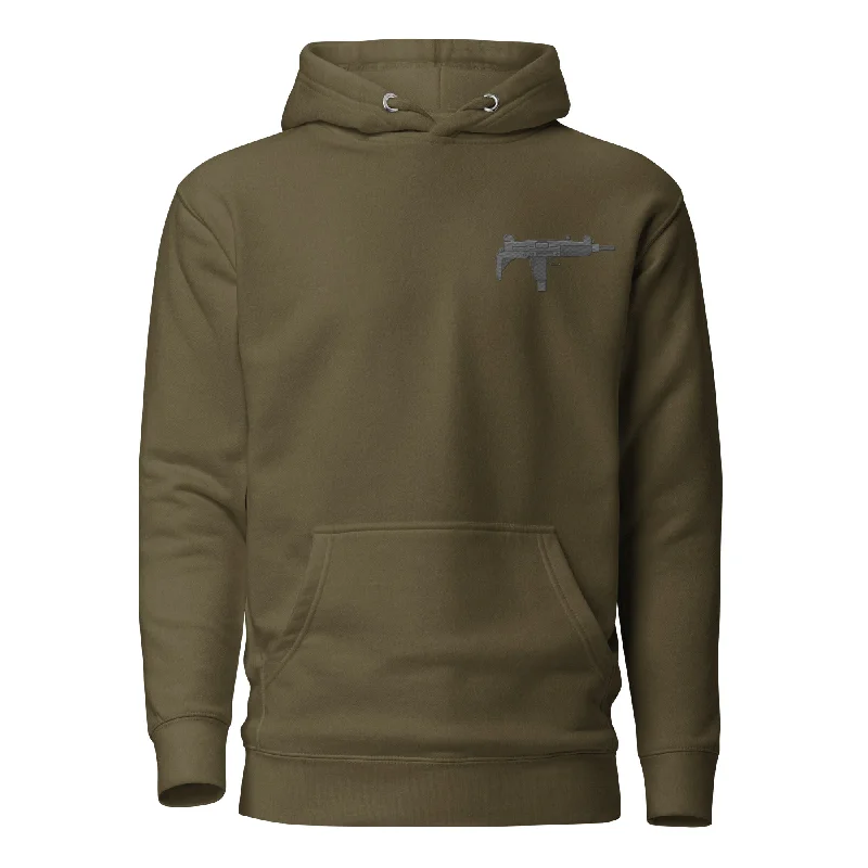 Uzi Embroidered Unisex Hoodie Hoodie with Hem Lace Feminine Delicate