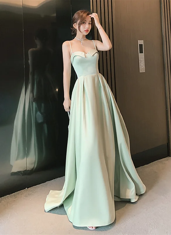 Simple Sweetheart Straps Satin Long Party Dress, A-line Satin Green Prom Dress Tunics Chic elegant Simple Sweetheart Straps Satin Long Party Dress, A-line Satin Green Prom Dress Tunics Chic elegant