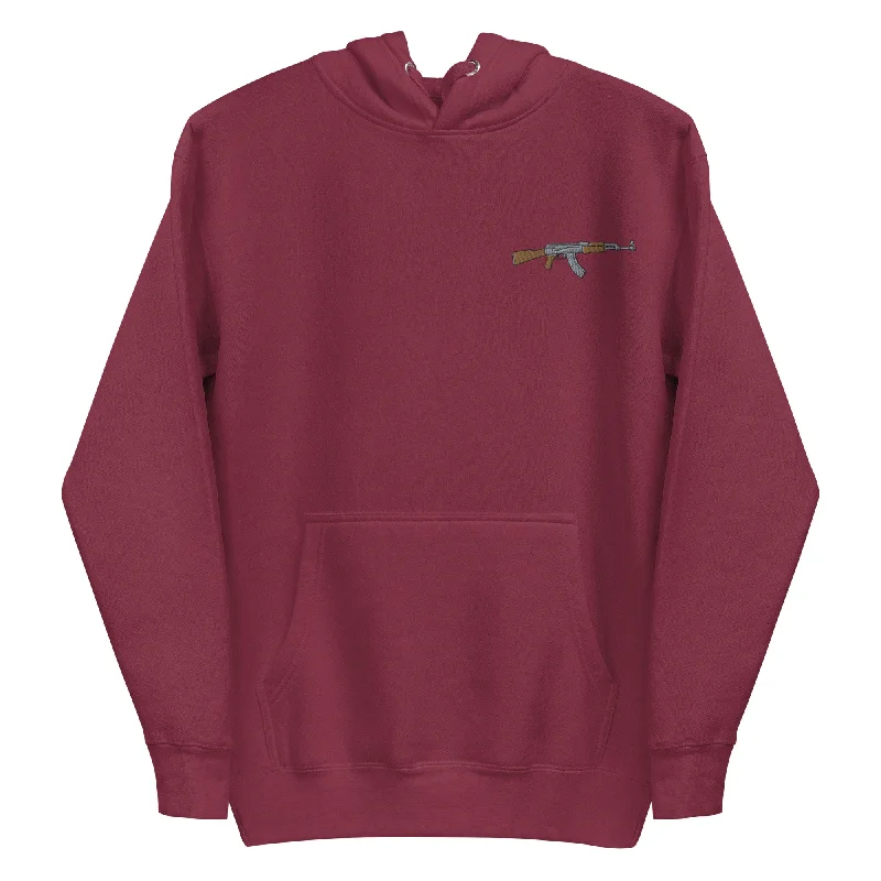 AK47 Embroidered Unisex Hoodie Hoodie with Hem Contrast Bold Stylish