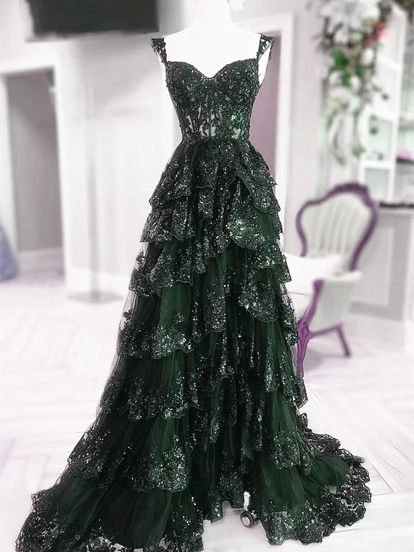 Green Tulle with Lace Straps Layers Party Dress, Green Tulle Prom Dress Tunics New arrival Green Tulle with Lace Straps Layers Party Dress, Green Tulle Prom Dress Tunics New arrival