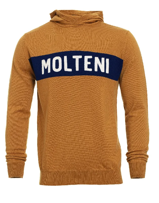 Molteni Pure Wool Hoodie Hoodie with Hem Patch Decorative Personalized