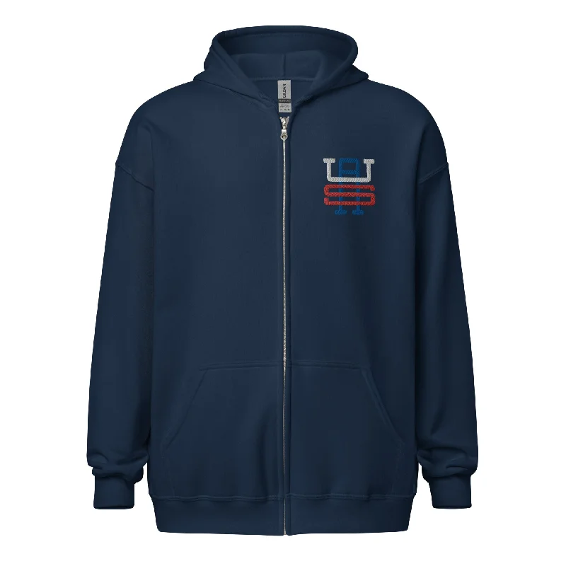 USA Monogram Embroidered Unisex Heavy Blend Zip Hoodie Hoodie with Earth Tones Natural Calm