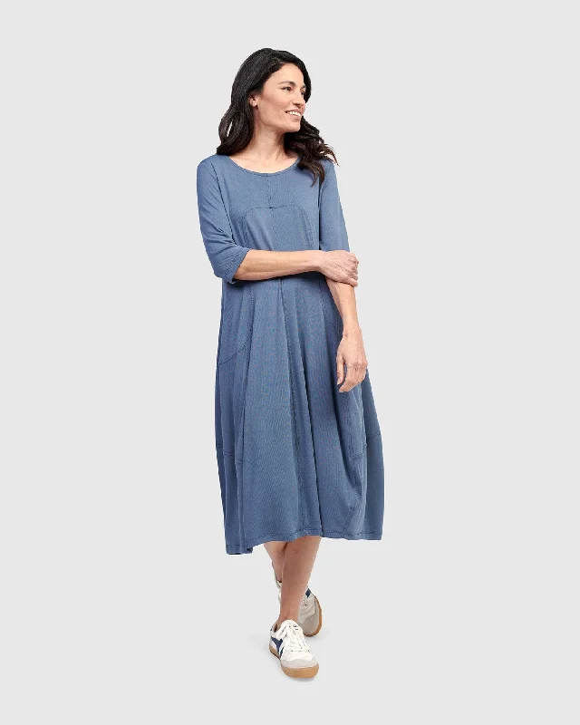 Essential Crew Cocoon Dress, Blue Mist Tunics Fashionable trendy
