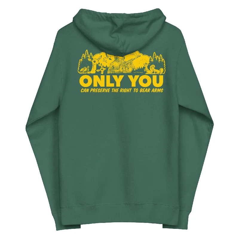 Only You Can Preserve the Right To Bear Arms Retro Smokey Fleece Zip Up Hoodie Hoodie with Monochrome Minimalist Simple Only You Can Preserve the Right To Bear Arms Retro Smokey Fleece Zip Up Hoodie Hoodie with Monochrome Minimalist Simple