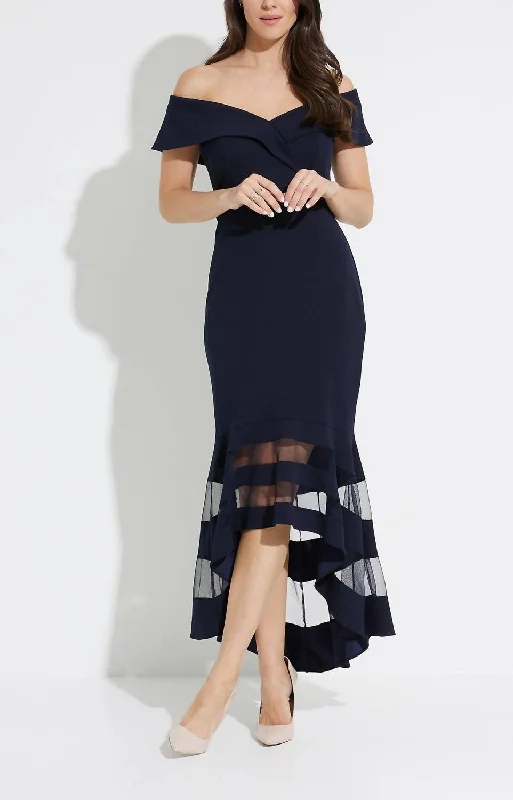 Sheer Panel Dress In Midnight Blue Tunics Trendy modern