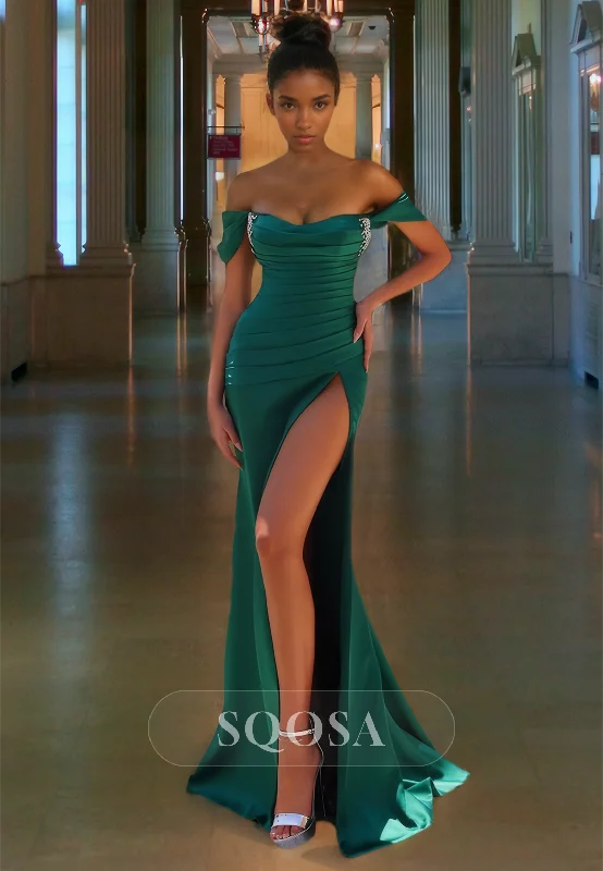 Sweetheart Sleeveless Pleated Formal Party Dress Pleated Beaded Mermaid Prom Dress wirh High Slit Tunics Top Casual Sweetheart Sleeveless Pleated Formal Party Dress Pleated Beaded Mermaid Prom Dress wirh High Slit Tunics Top Casual