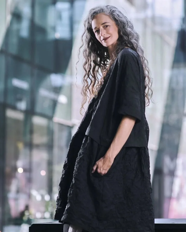 Urban Haven Pinstripe Crinkle Dress, Charcoal Tunics Lace romantic