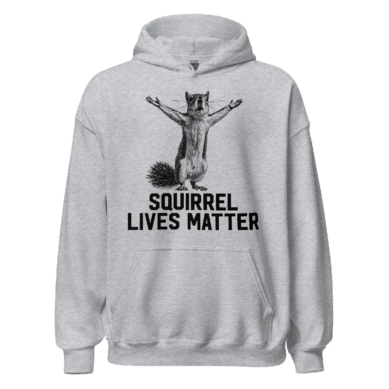 Squirrel Lives Matter Hoodie Hoodie with Button Placket Classic Preppy