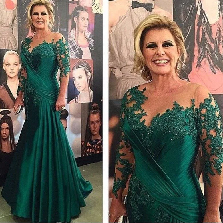 Green Mother Of The Bride Dresses Mermaid Long Sleeves Appliques Beaded Long Wedding Party Dress Tunics Cozy soft Green Mother Of The Bride Dresses Mermaid Long Sleeves Appliques Beaded Long Wedding Party Dress Tunics Cozy soft
