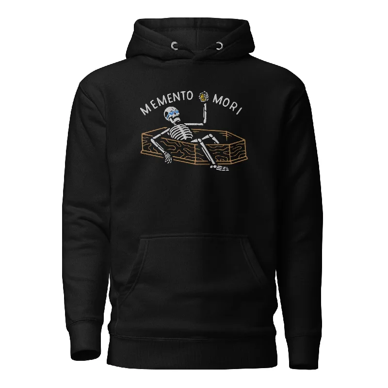 Memento Mori Embroidered Hoodie Hoodie with Tie-Dye Psychedelic Retro
