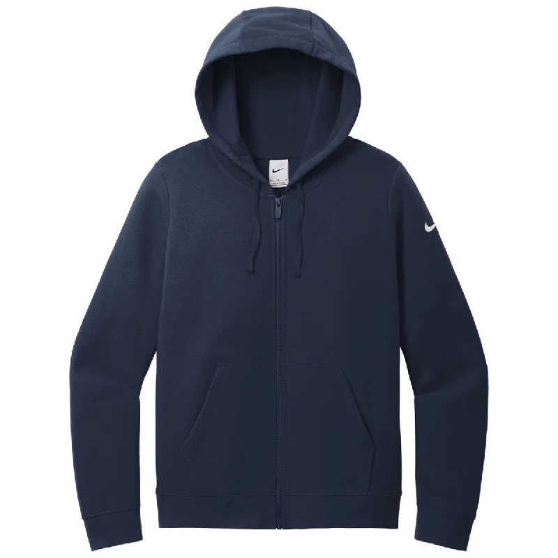 Nike Women's Midnight Navy Club Fleece Sleeve Swoosh Full-Zip Hoodie Oversized Hoodie Comfort Casual Nike Women's Midnight Navy Club Fleece Sleeve Swoosh Full-Zip Hoodie Oversized Hoodie Comfort Casual