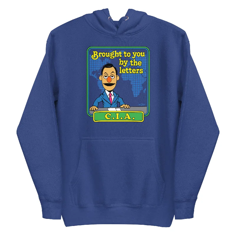 Brought to You By the Letters CIA Hoodie Hoodie with Mock Neck Collared Structured