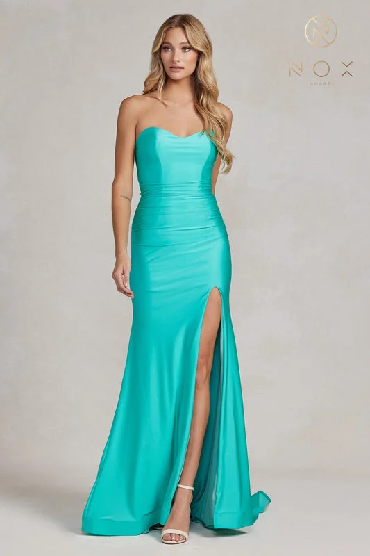 NOX ANABEL T1139 Fitted Sweetheart Slit Evening Dress Tunics Mesh breathable