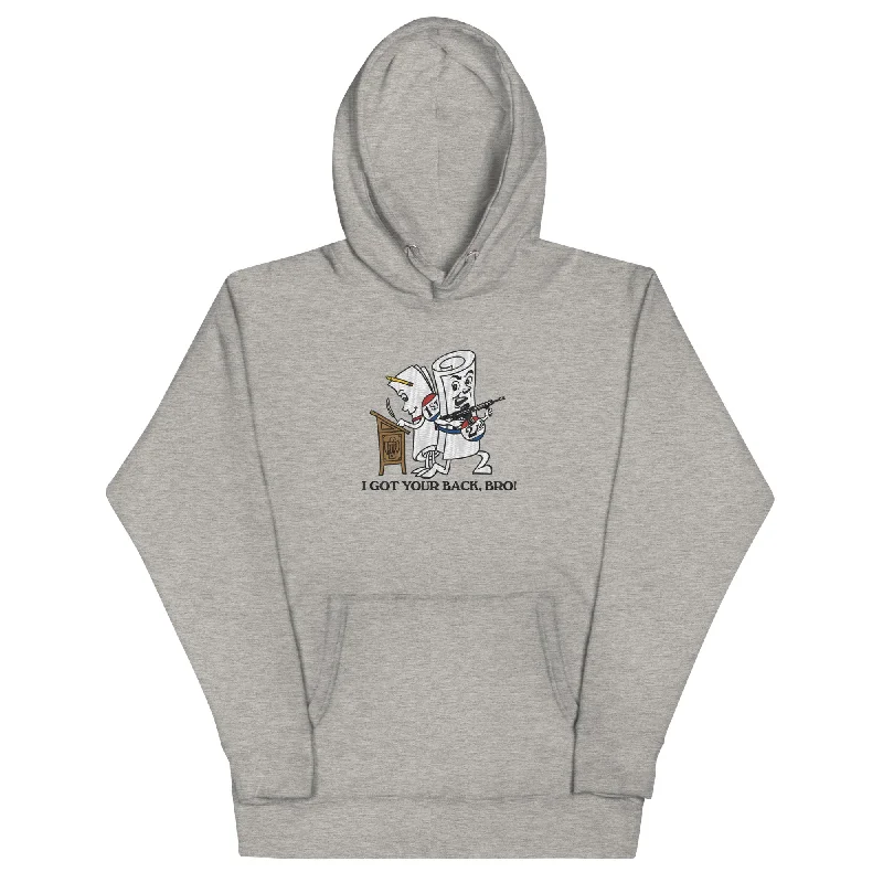 I Got Your Back Bro 2nd Amendment Embroidered Hoodie Hoodie with Tied Waist Feminine Flattering