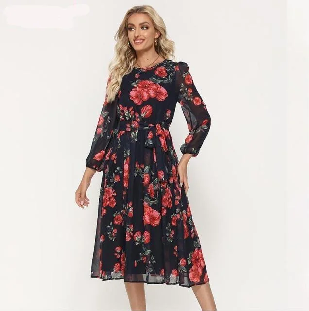 red flower printing