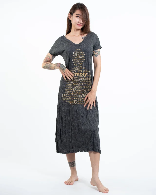 Womens Harmony V Neck Long Dress in Gold on Black Tunics Designer luxury