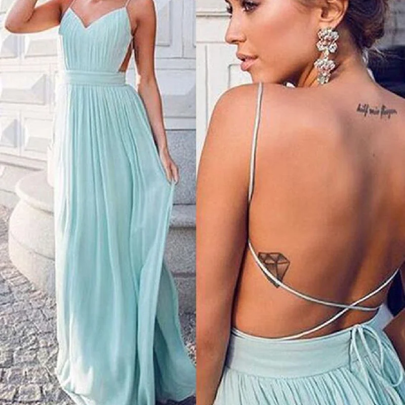 Chiffon Backless Tiffany Blue Cheap Prom Wedding Party Dresses, BG51246 Tunics Vintage classic