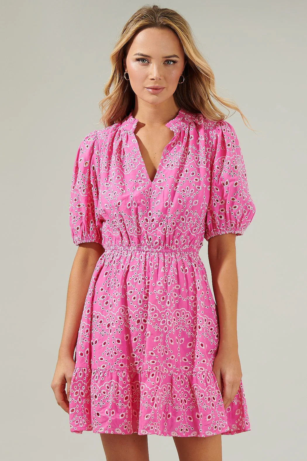 Newport Eyelet Dress - Pink Turtleneck Warm Winter