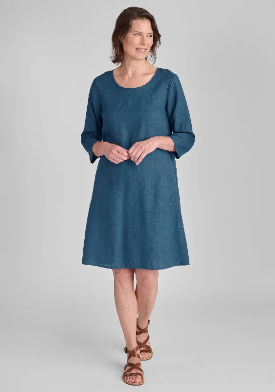 Happy Gathers Dress - Linen Shift Dress Cowl Neckline Elegant