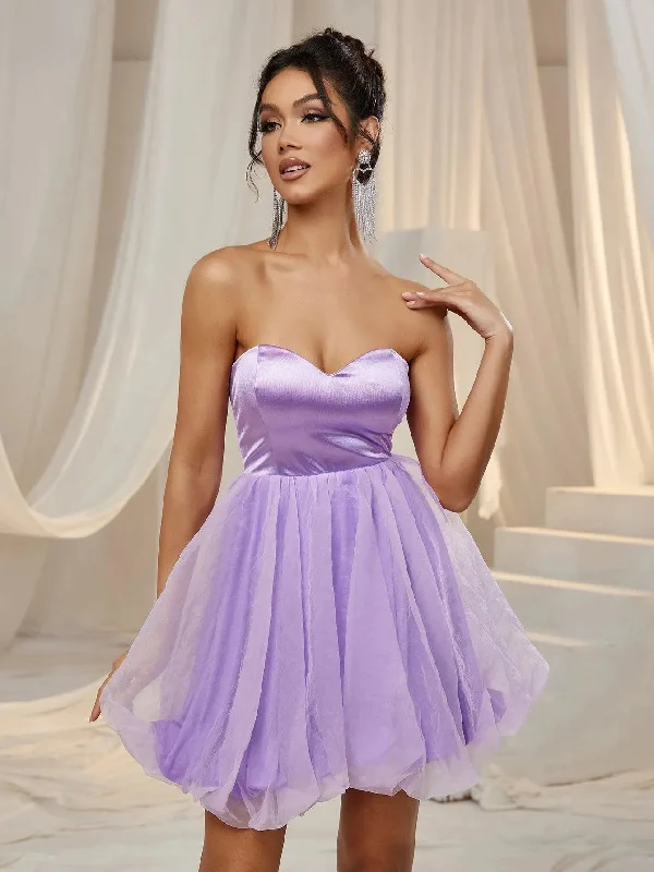 Strapless Mini A Line Party Dress Tunics Summer linen
