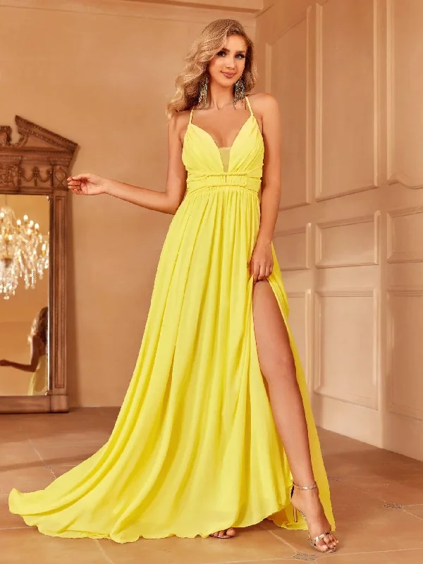 Elegant Twist Front Chiffon Cami Party Dress Tunics Long Elegant
