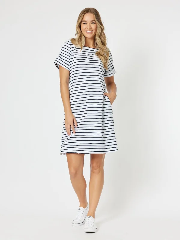 Standout Stripe Dress - Navy/White Tunics Timeless classic