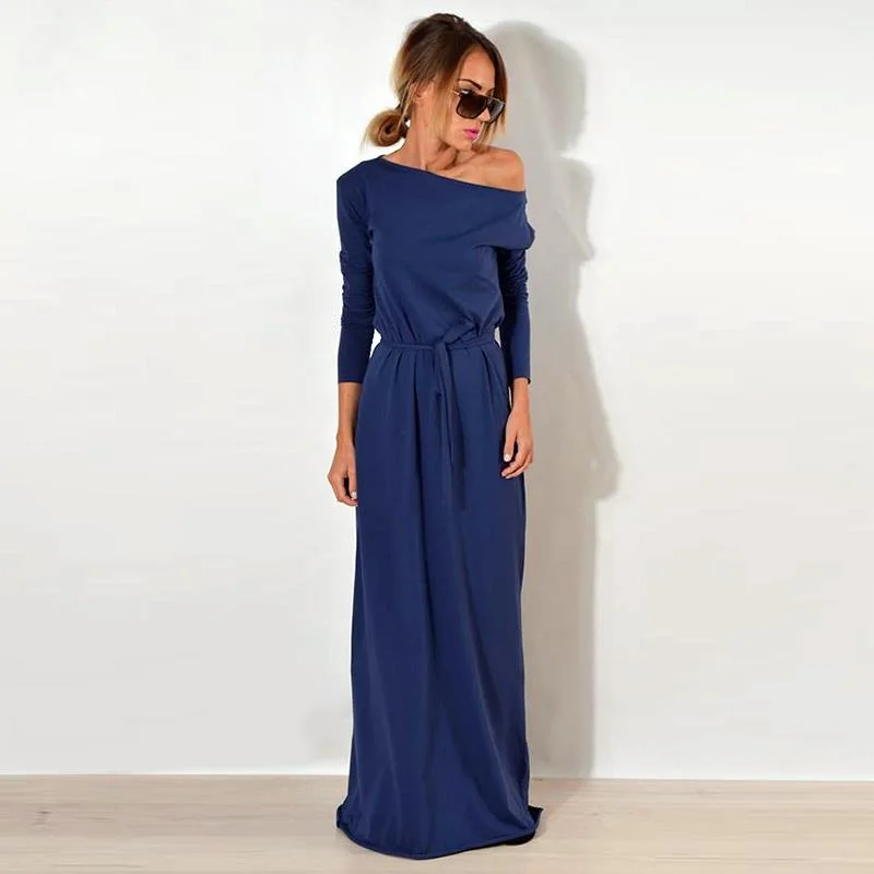 Women Maxi Party Dress One Shoulder Long Sleeve Causal Robe Long Loose Dresses Femme Vestidos WS3744C Tunics Trendy modern Women Maxi Party Dress One Shoulder Long Sleeve Causal Robe Long Loose Dresses Femme Vestidos WS3744C Tunics Trendy modern
