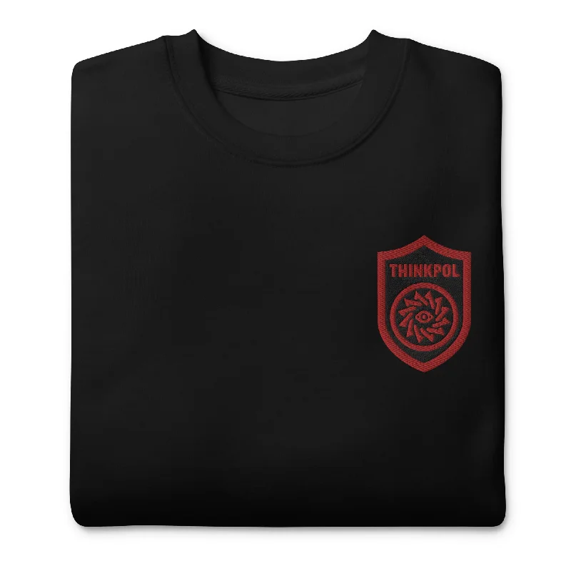 Thought Police Embroidered Sweatshirt Hoodie with V-Neck Classic Versatile