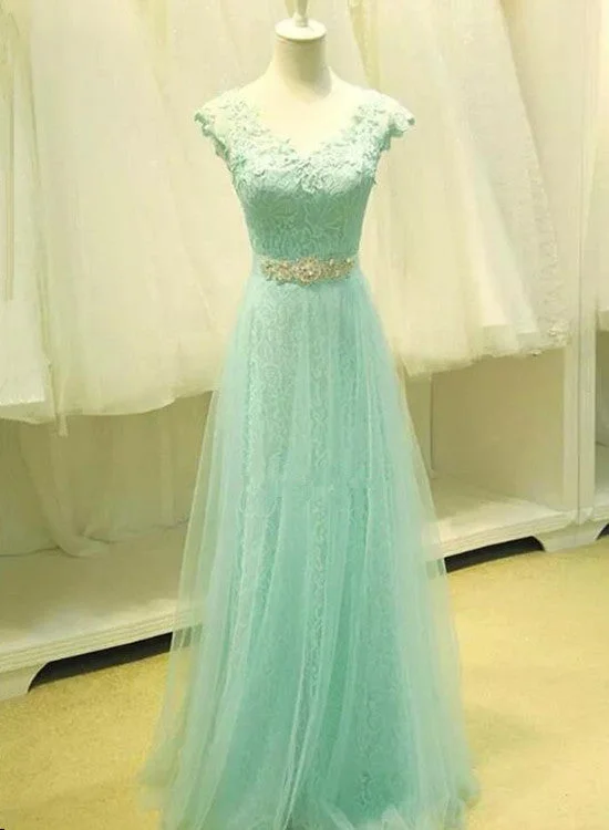 Mint Green Lace and Tulle A-line Junior Party Dress, Formal Gown, Prom Dress Tunics Winter warm Mint Green Lace and Tulle A-line Junior Party Dress, Formal Gown, Prom Dress Tunics Winter warm