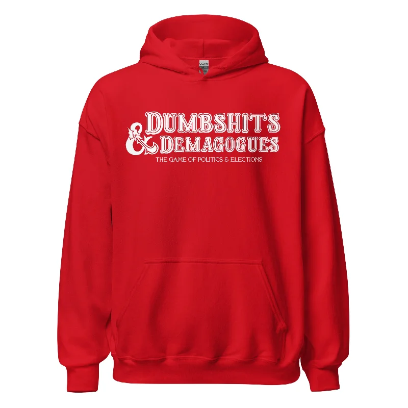D&D Politics Satire Embroidered Hoodie Hoodie with Drop Shoulder Relaxed Streetwear