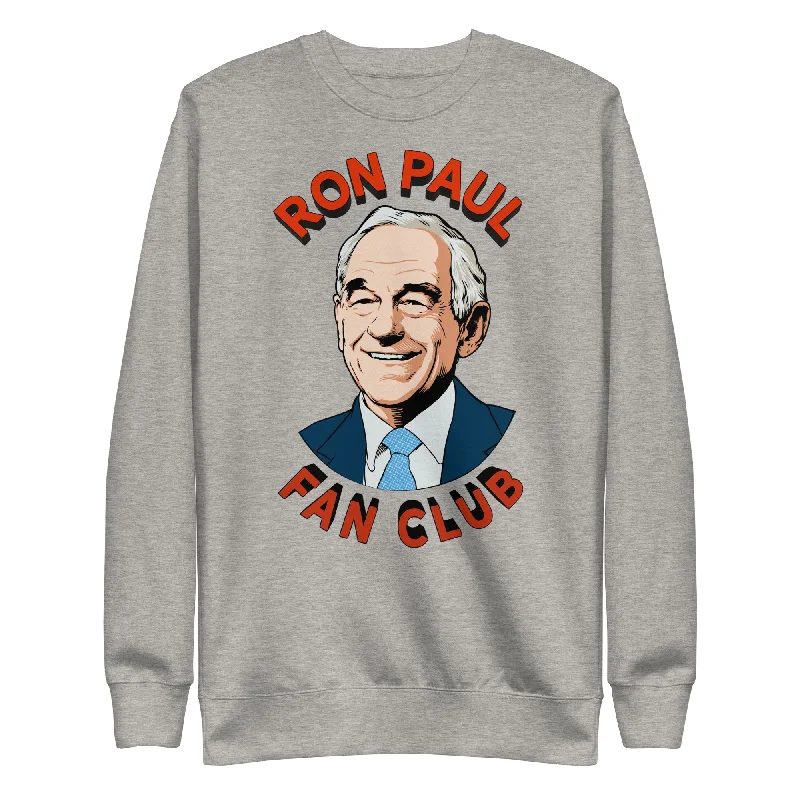 Ron Paul Fan Club Crewneck Sweatshirt Hoodie with Frayed Bohemian Relaxed
