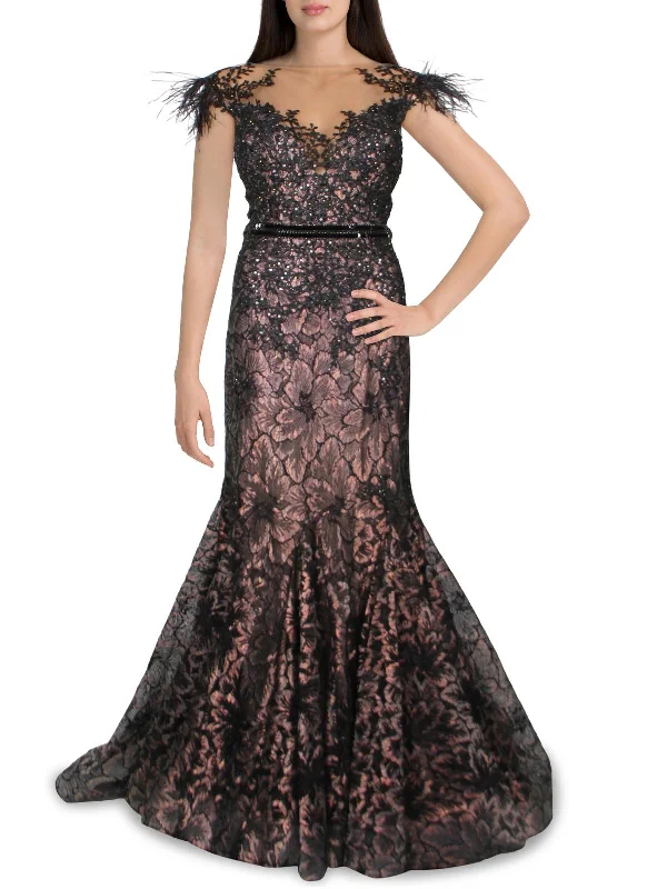 Womens Illusion Embellished Evening Dress Tunics Gym athletic