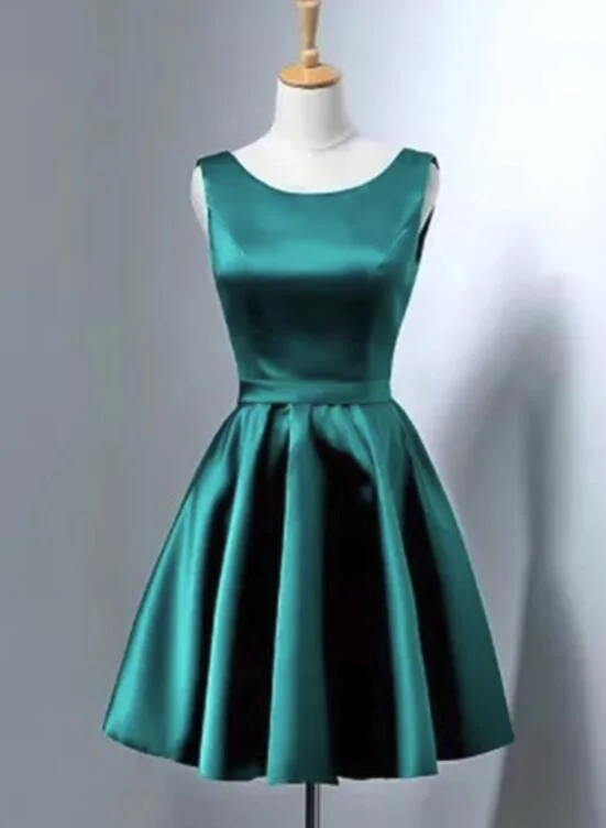 Dark Green Satin Short Homecoming Dresses, Lovely Party Dress, Homecoming Dress Tunics Summer linen Dark Green Satin Short Homecoming Dresses, Lovely Party Dress, Homecoming Dress Tunics Summer linen