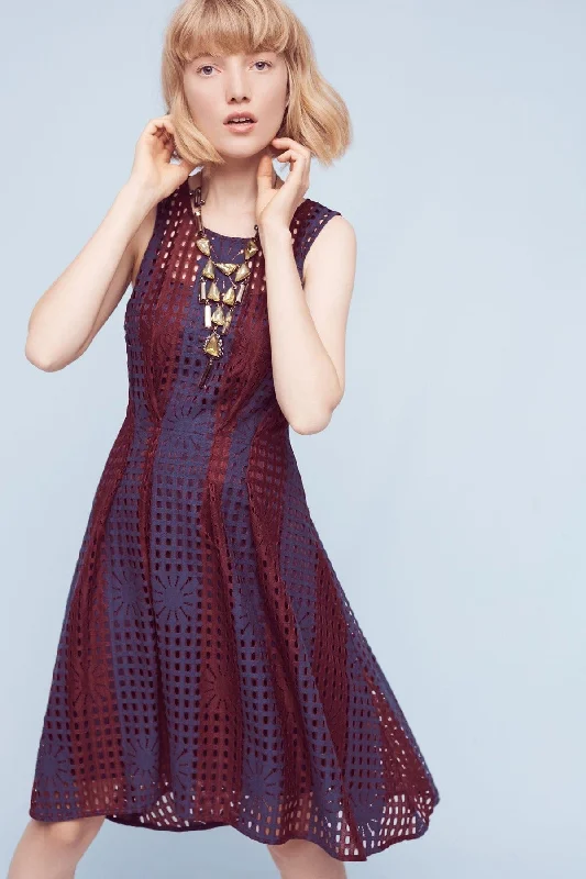 Samantha Dress - Navy+Burgundy Lace Tunics Leisure comfortable
