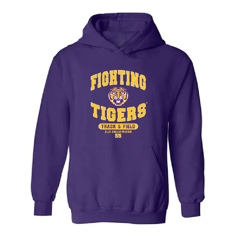 LSU - NCAA Women's Track & Field : Ella Onojuvwevwo - Classic Fashion Shersey Hooded Sweatshirt Hoodie with Back Slit Movement Comfort LSU - NCAA Women's Track & Field : Ella Onojuvwevwo - Classic Fashion Shersey Hooded Sweatshirt Hoodie with Back Slit Movement Comfort
