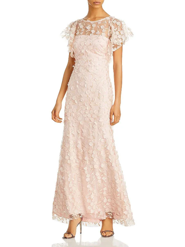 Womens Floral Overlay Maxi Evening Dress Tunics Evening elegant