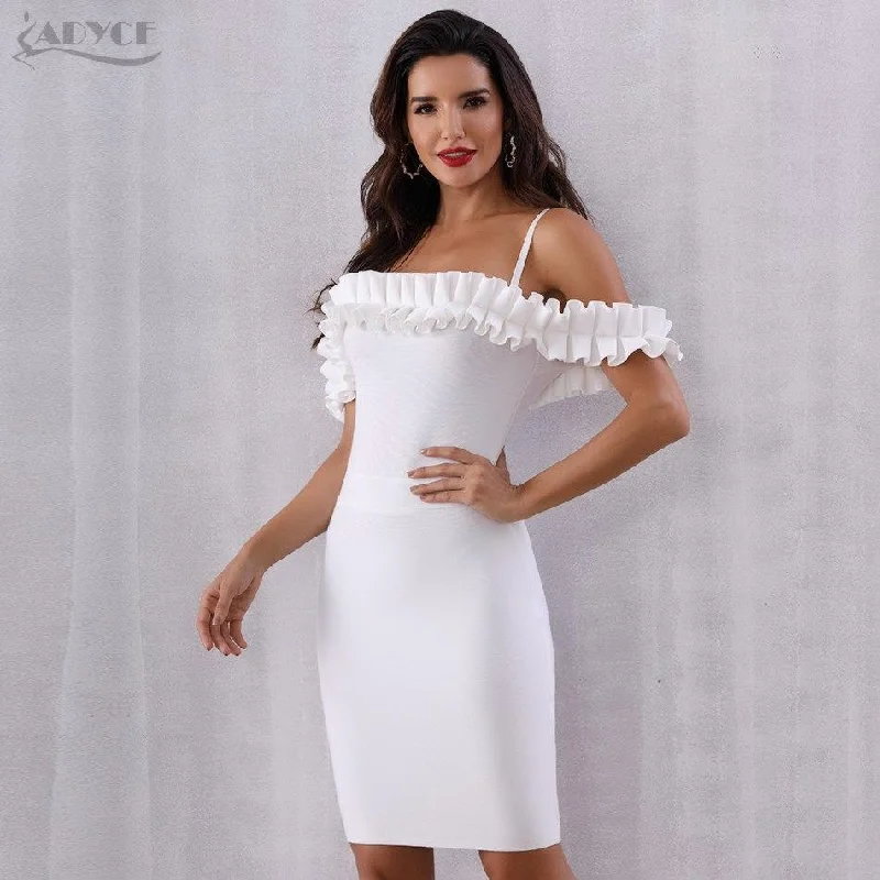 ADYCE Vestidos Verano Sexy Slash Neck Off Shoulder Ruffles Bandage Evening Party Dress - H5070 Tunics Sale discount ADYCE Vestidos Verano Sexy Slash Neck Off Shoulder Ruffles Bandage Evening Party Dress - H5070 Tunics Sale discount