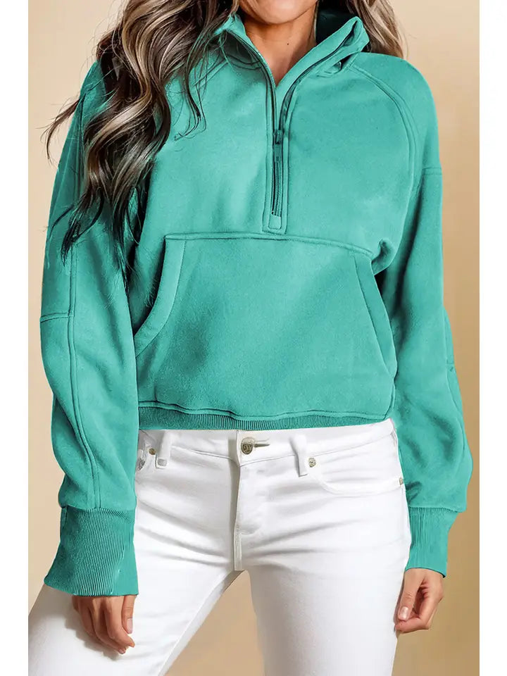 Women's 1/4 Zip Thumbhole Sweatshirt Hoodie with Magnetic Closure Innovative Modern
