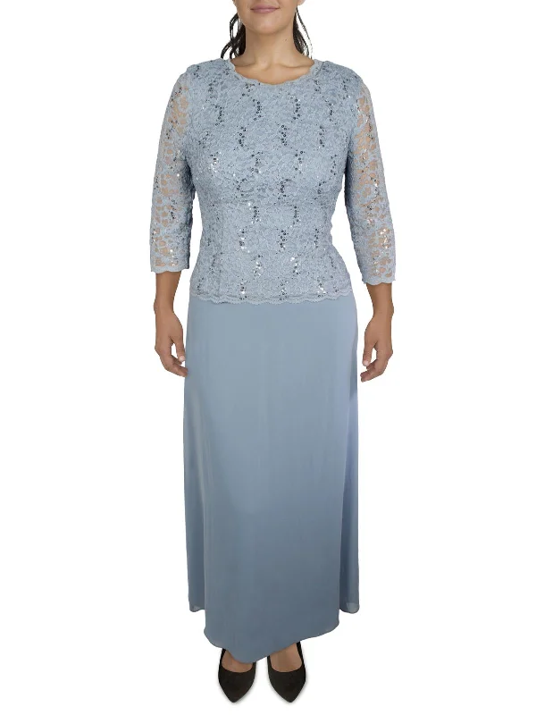 Womens Chiffon Lace Evening Dress Tunics Denim casual