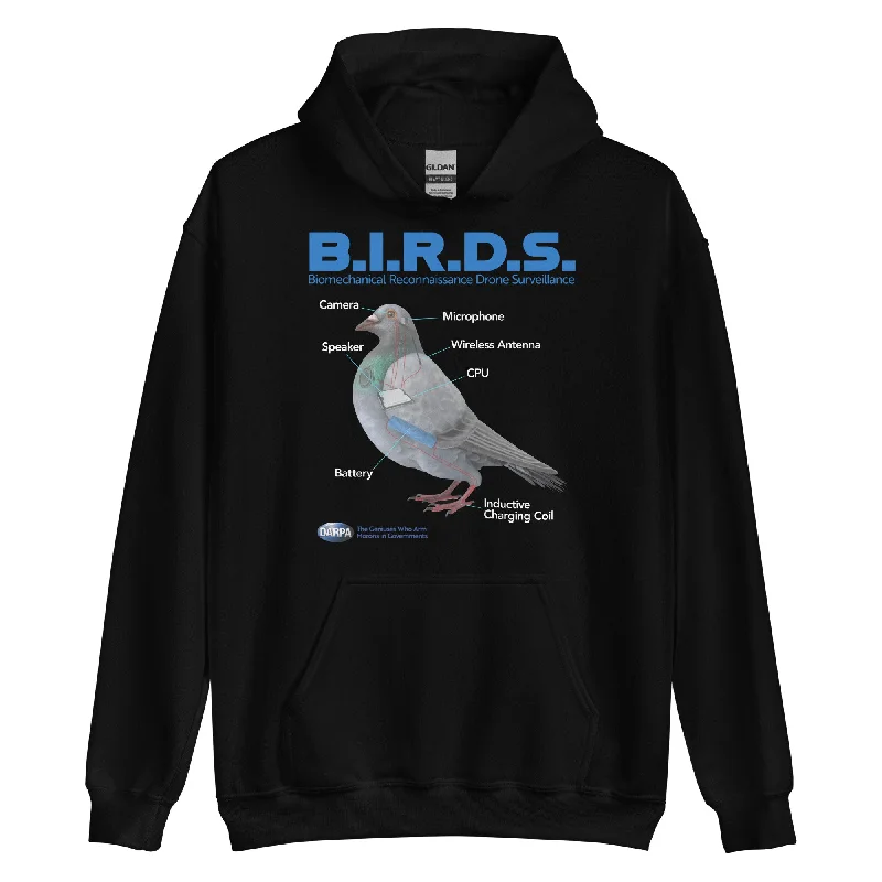 B.I.R.D.S. Biomechanical Reconnaissance Drone Surveillance T-Hoodie Hoodie with Embroidery Detailed Premium B.I.R.D.S. Biomechanical Reconnaissance Drone Surveillance T-Hoodie Hoodie with Embroidery Detailed Premium