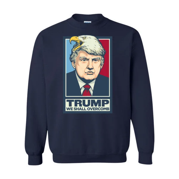 Donald Trump We Shall Overcomb Crewneck Sweatshirt Hoodie with Hem Applique Textured Unique Donald Trump We Shall Overcomb Crewneck Sweatshirt Hoodie with Hem Applique Textured Unique