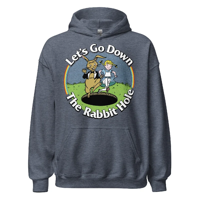 Let's Go Down the Rabbit Hole Unisex Hoodie Hoodie with Raglan Sleeves Sporty Comfortable Let's Go Down the Rabbit Hole Unisex Hoodie Hoodie with Raglan Sleeves Sporty Comfortable