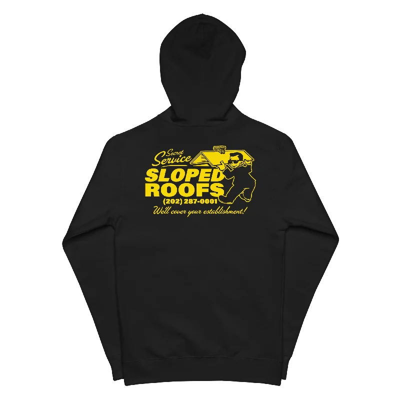 Secret Service Sloped Roofs Fleece Zip Up Hoodie Hoodie with V-Neck Classic Versatile