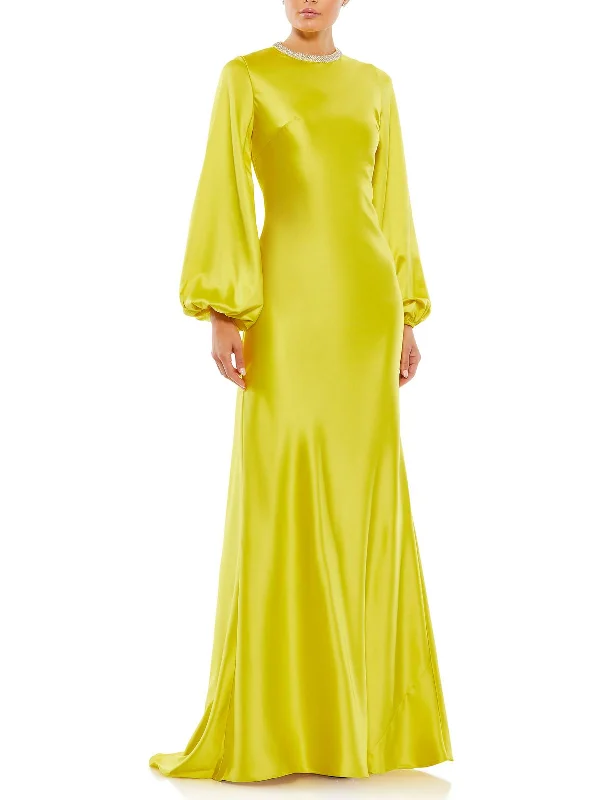 Womens Satin Embellished Evening Dress Tunics Luxurious high-end