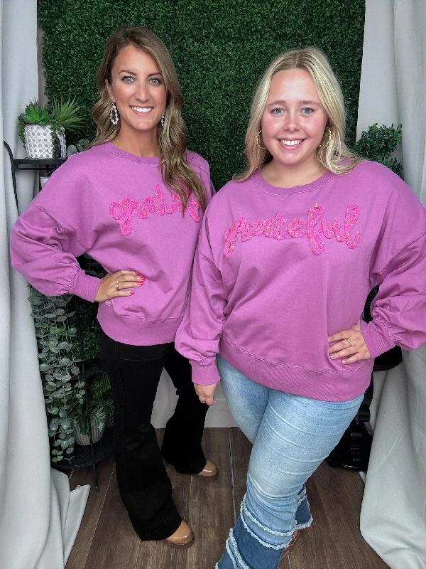 GRATEFUL THREAD EMBROIDERED OVERSIZED SWEATSHIRT - ORCHID Hoodie with Set-In Sleeves Structured Classic GRATEFUL THREAD EMBROIDERED OVERSIZED SWEATSHIRT - ORCHID Hoodie with Set-In Sleeves Structured Classic