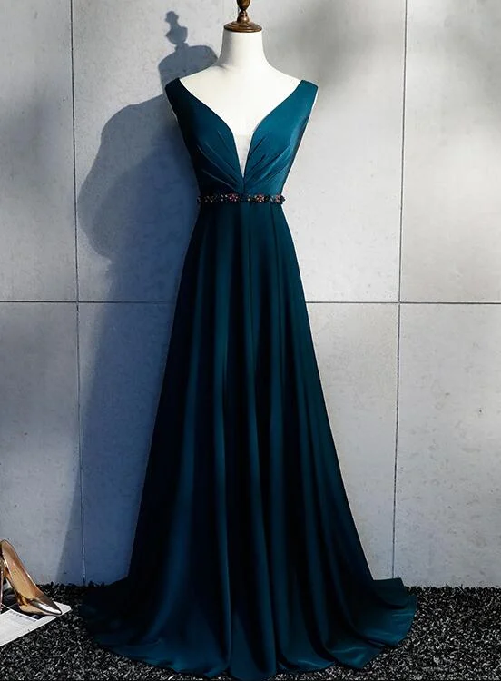 Beautiful Long V Back Evening Gown, Charming Green Party Dress Tunics Office stylish Beautiful Long V Back Evening Gown, Charming Green Party Dress Tunics Office stylish
