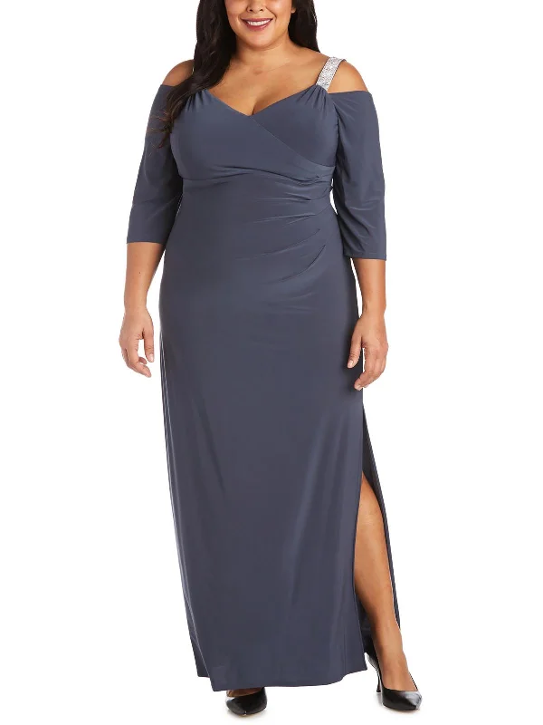 Plus Womens Embellished Maxi Evening Dress Tunics Office stylish
