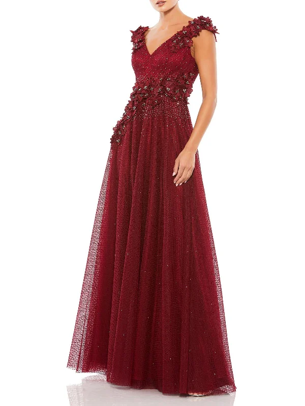 Womens Embellished Floral Evening Dress Tunics Versatile stylish