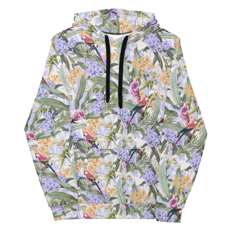 Parrot Bay Hawaiian Print Hoodie Hoodie with Slim Fit Tailored Modern